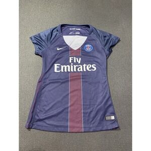 Nike Fly Emirates Soccer Football Jersey Women S Blue Dri-Fit Paris Short Sleeve